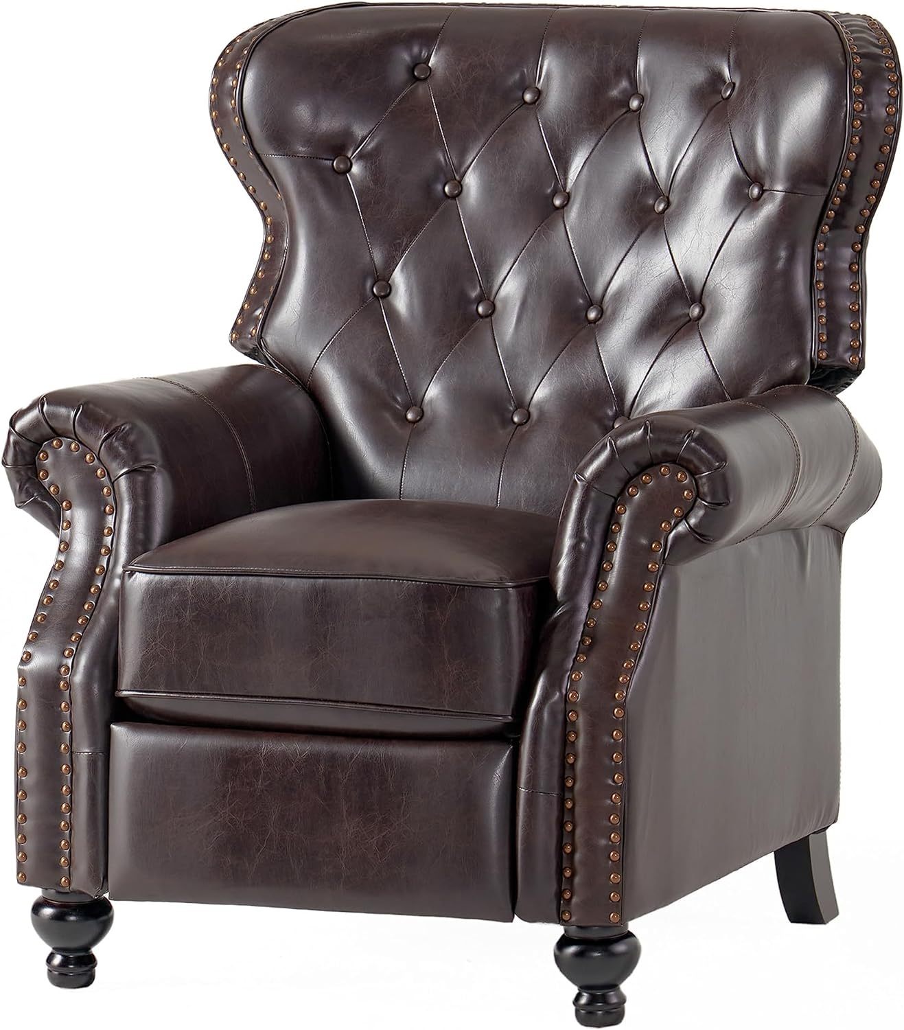 Push Rack Recliner Dark Brown Pu