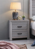 1Pc Contemporary Nightstand End Table With Two Storage Drawers Gray Rustic Finish Bedroom Wooden Furniture Gray 2 Drawers Bedside Cabinet Wood