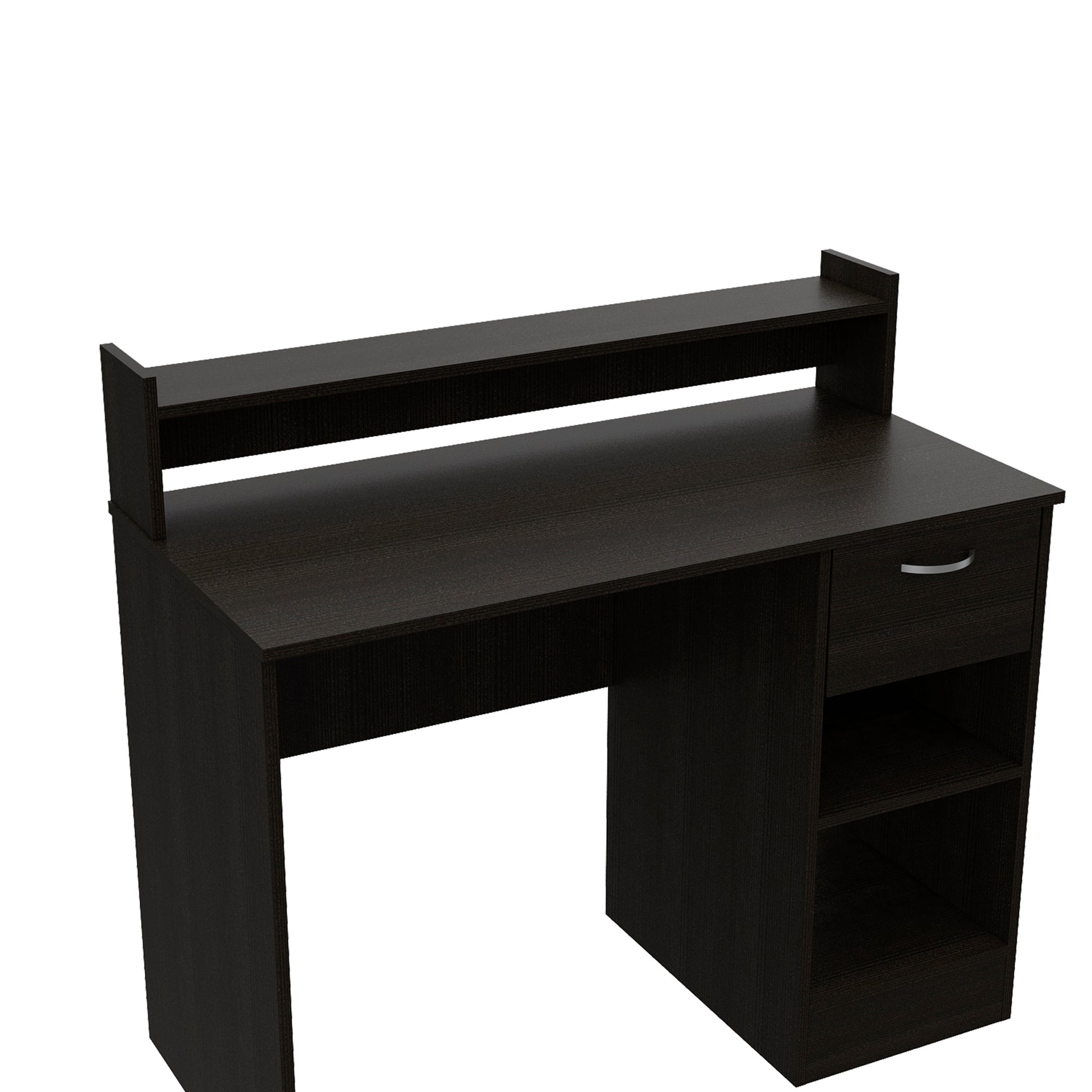 Computer Desk With Top Open Shelf, 1 Drawer And 2 Storage Shelves, Black Black Particle Board Particle Board