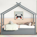 Twin Size House Shaped Bed With Trundle,Grey Twin Grey Wood Bedroom American Design Pine Bed Frame Pine