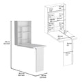 Toscana Wall Foldable Table With Multiple Shelves, White White Particle Board Particle Board