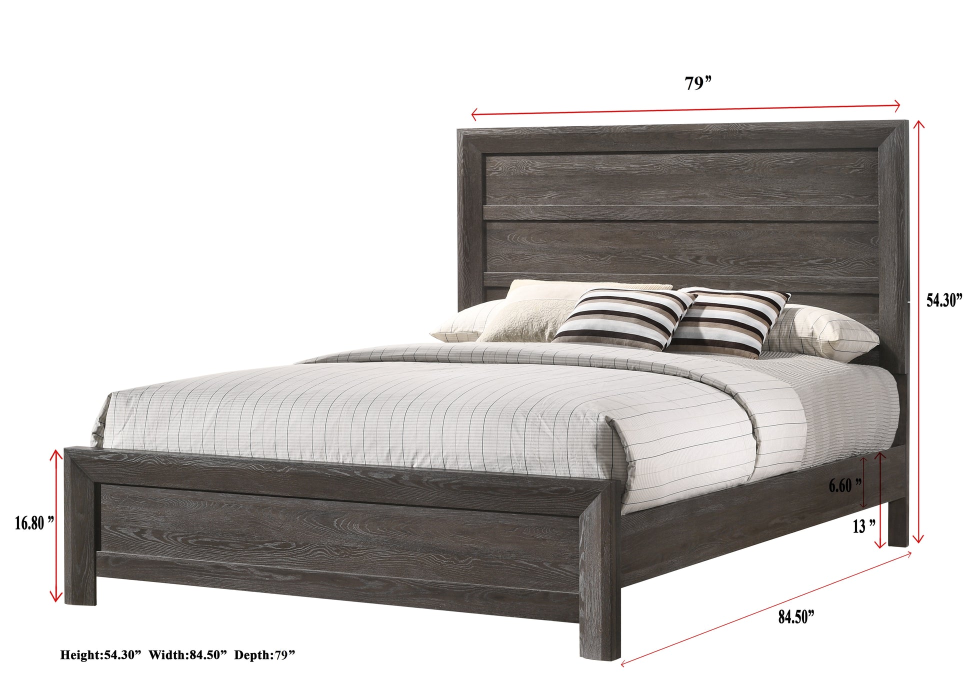 Rustic 1Pc Wooden Bedroom Furniture King Size Panel Bed Gray Brown Finish Contemporary Style Brown Gray Wood