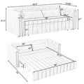3 In 1 Pull Out Bed Sleeper, Modern Upholstered 3 Seats Lounge Sofa & Couches With Rolled Arms Decorated With Copper Nailsconvertible Futon 3 Seats Sofabed With Two Drawers And Two Pillows Beige Velvet Primary Living Space Medium Soft Cushion Back Square