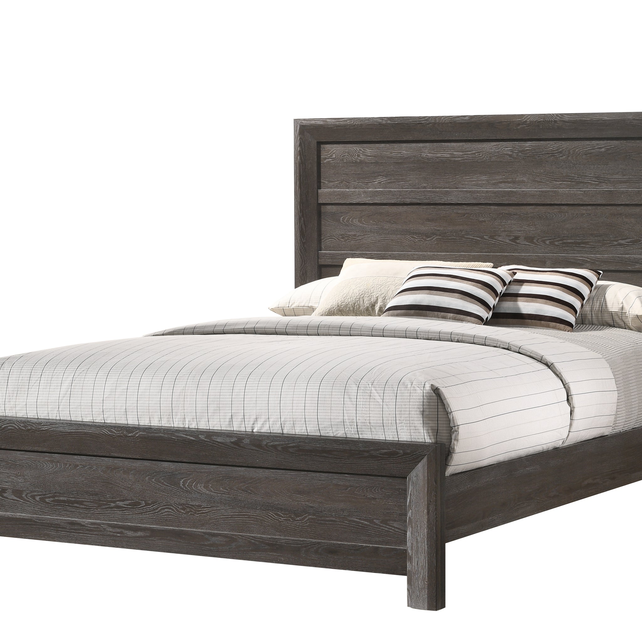 Rustic 1Pc Wooden Bedroom Furniture King Size Panel Bed Gray Brown Finish Contemporary Style Brown Gray Wood