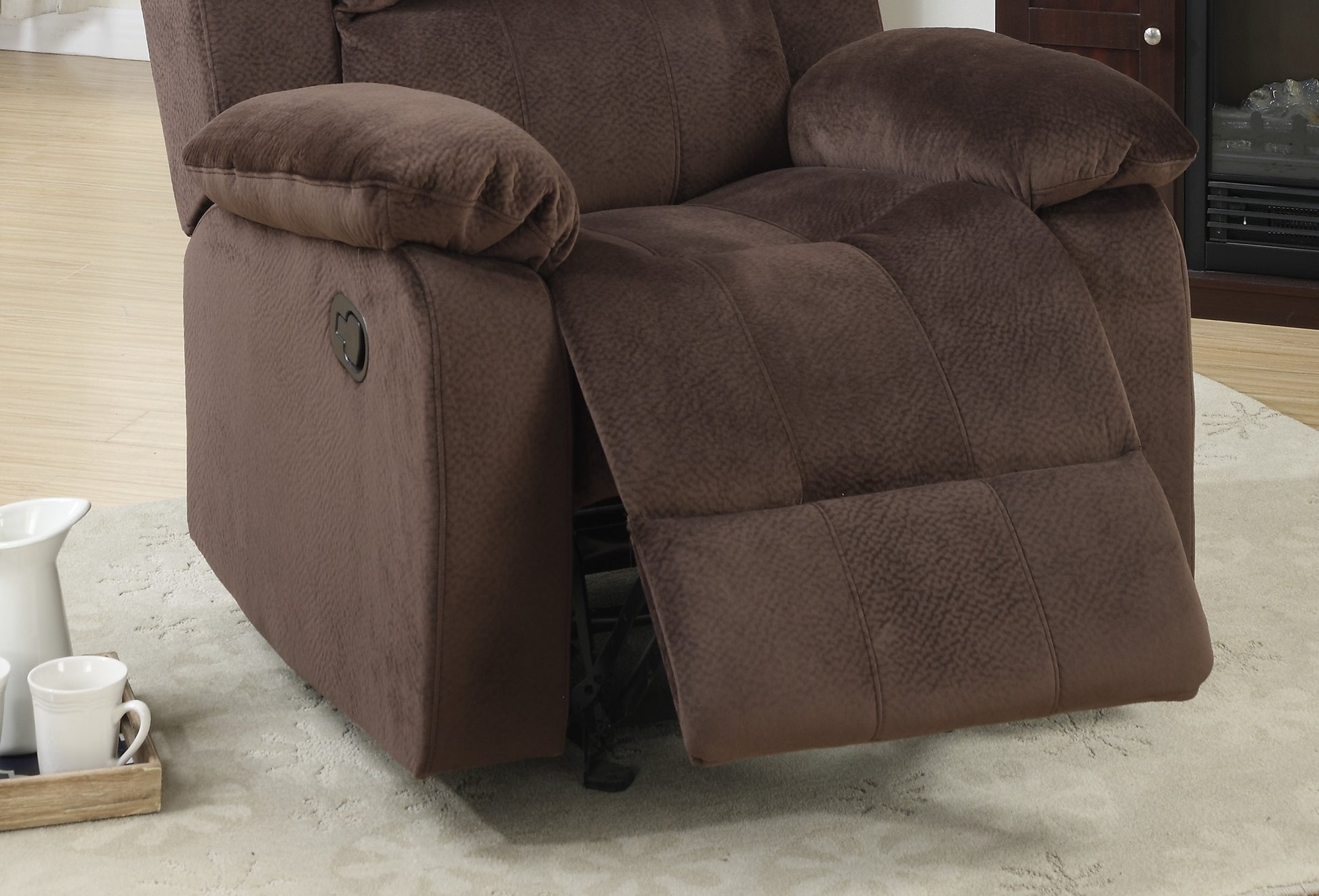 Motion Recliner Chair 1Pc Rocker Recliner Couch Living Room Furniture Chocolate Padded Suede Metal Reclining Brown Primary Living Space Contemporary,Modern Recliners Solid Back Suede