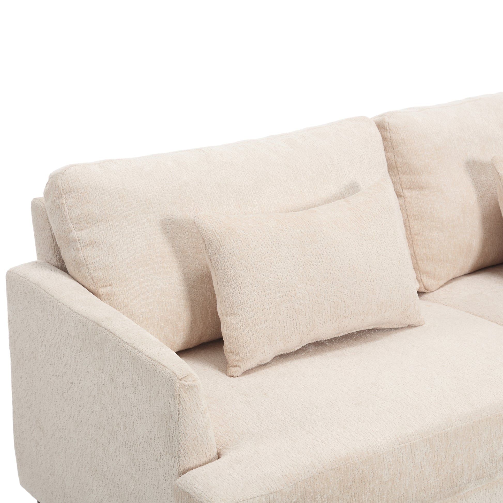 Coolmore Mid Century Modern Chenille Fabric Loveseat Sofa, 2 Seat Upholstered Loveseat Sofa Modern Couch For Living Room,Brown Wood Feet Sofa For Bedroom, Reading Beige Chenille Beige Chenille 2 Seat