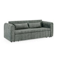3 In 1 Pull Out Bed Sleeper, Modern Upholstered 3 Seats Lounge Sofa & Couches With Rolled Arms Decorated With Copper Nailsconvertible Futon 3 Seats Sofabed With Two Drawers And Two Pillows Grey Velvet Primary Living Space Medium Soft Cushion Back Square