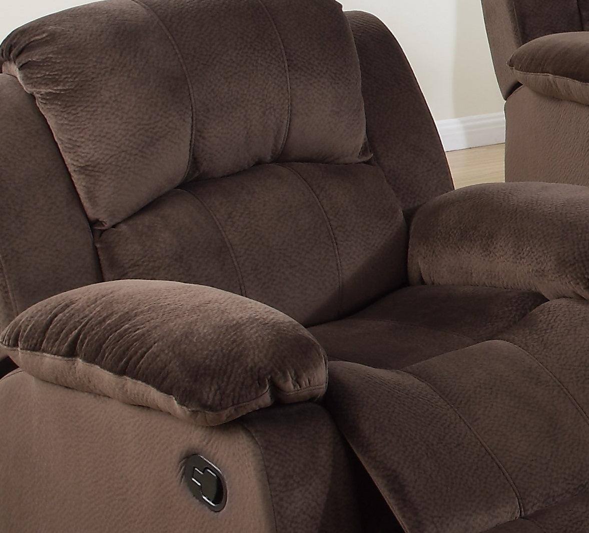 Motion Recliner Chair 1Pc Rocker Recliner Couch Living Room Furniture Chocolate Padded Suede Metal Reclining Brown Primary Living Space Contemporary,Modern Recliners Solid Back Suede