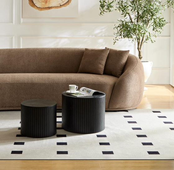 Wks1C Three Person Sofa Modern Combination Half Moon Casual Teddy Bear Wool Sofa Curved Sofa, Camel Color Camel Fabric 3 Seat