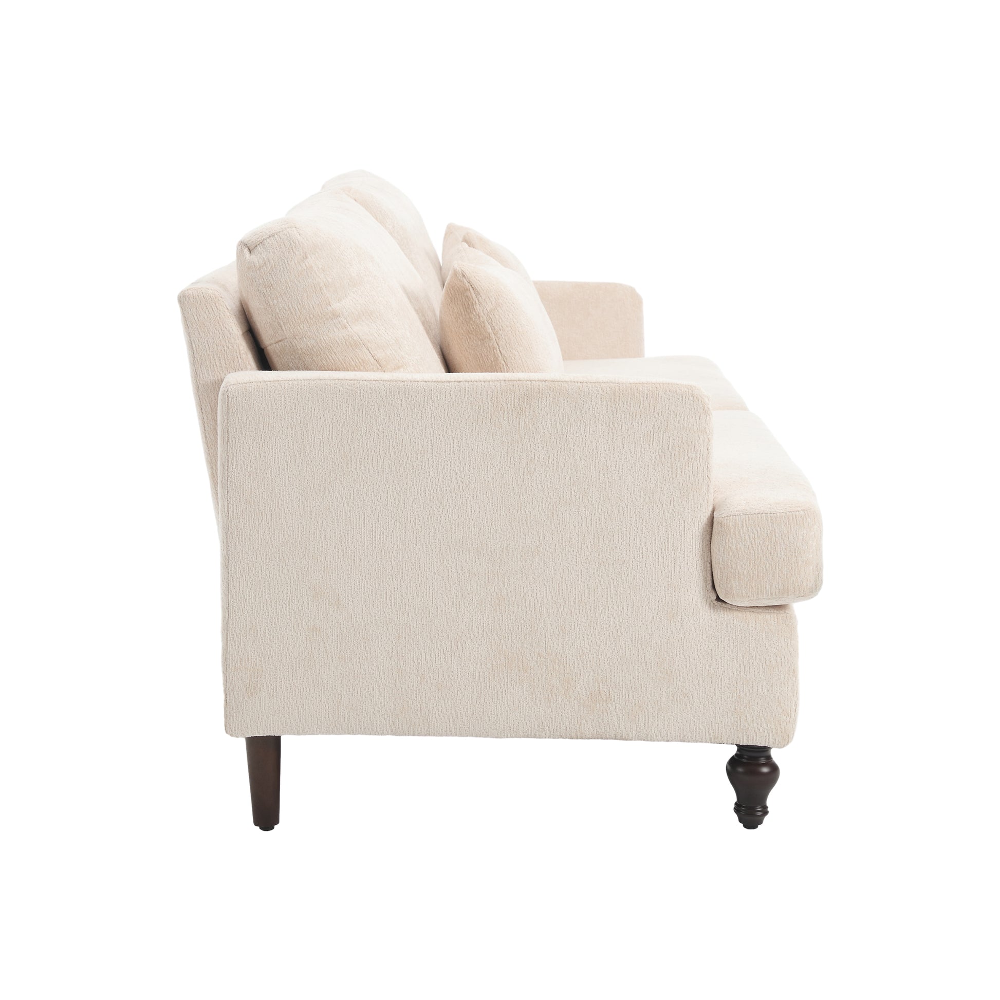 Coolmore Mid Century Modern Chenille Fabric Loveseat Sofa, 2 Seat Upholstered Loveseat Sofa Modern Couch For Living Room,Brown Wood Feet Sofa For Bedroom, Reading Beige Chenille Beige Chenille 2 Seat