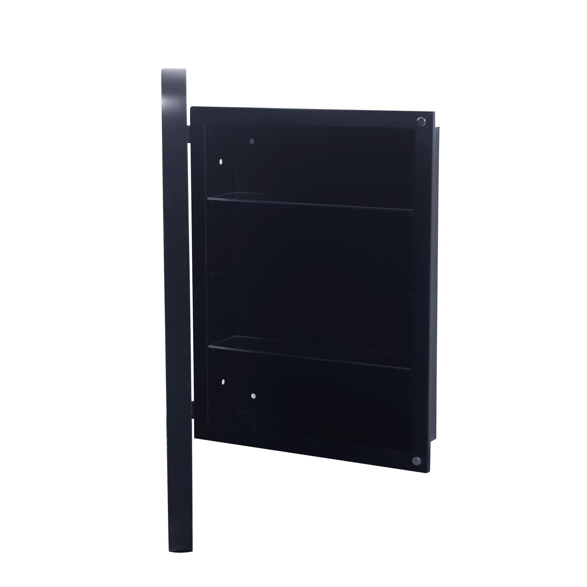 16X24 Inch Recessed Black Metal Framed Medicine Cabinet With Mirror And Adjustable Shelves Black Wall Mirror With Storage For Bathroom Matte Black 2 Adjustable Shelves Bathroom Metal