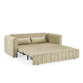3 In 1 Pull Out Bed Sleeper, Modern Upholstered 3 Seats Lounge Sofa & Couches With Rolled Arms Decorated With Copper Nailsconvertible Futon 3 Seats Sofabed With Two Drawers And Two Pillows Beige Velvet Primary Living Space Medium Soft Cushion Back Square