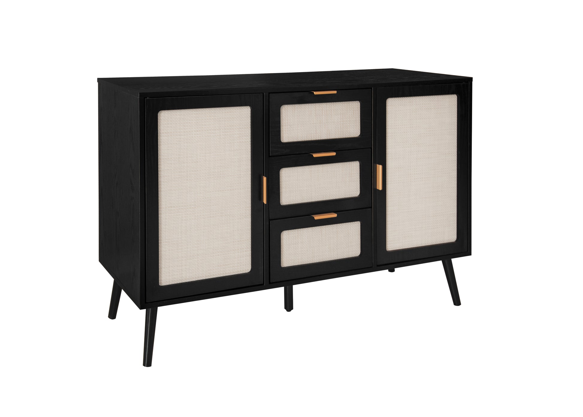 2 Door 3 Drawer Cabinet, Accent Storage Cabinet, Suitable For Living Room, Bedroom, Dining Room, Study Black Mdf