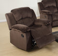 Motion Recliner Chair 1Pc Rocker Recliner Couch Living Room Furniture Chocolate Padded Suede Metal Reclining Brown Primary Living Space Contemporary,Modern Recliners Solid Back Suede