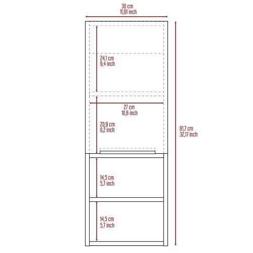 Medicine 32H" Single Door Cabinet, Two Interior Shelves, Two External Shelves, Light Gray Gray Particle Board Particle Board