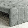 3 In 1 Pull Out Bed Sleeper, Modern Upholstered 3 Seats Lounge Sofa & Couches With Rolled Arms Decorated With Copper Nailsconvertible Futon 3 Seats Sofabed With Two Drawers And Two Pillows Grey Velvet Primary Living Space Medium Soft Cushion Back Square