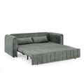 3 In 1 Pull Out Bed Sleeper, Modern Upholstered 3 Seats Lounge Sofa & Couches With Rolled Arms Decorated With Copper Nailsconvertible Futon 3 Seats Sofabed With Two Drawers And Two Pillows Grey Velvet Primary Living Space Medium Soft Cushion Back Square