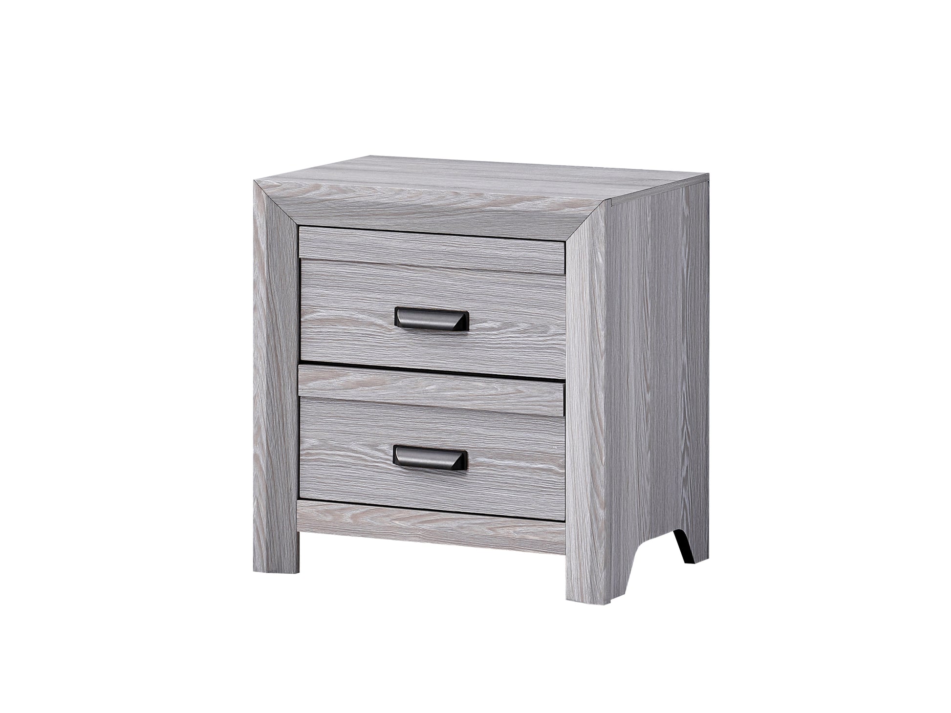 1Pc Contemporary Nightstand End Table With Two Storage Drawers Gray Rustic Finish Bedroom Wooden Furniture Gray 2 Drawers Bedside Cabinet Wood