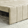 3 In 1 Pull Out Bed Sleeper, Modern Upholstered 3 Seats Lounge Sofa & Couches With Rolled Arms Decorated With Copper Nailsconvertible Futon 3 Seats Sofabed With Two Drawers And Two Pillows Beige Velvet Primary Living Space Medium Soft Cushion Back Square