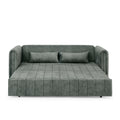 3 In 1 Pull Out Bed Sleeper, Modern Upholstered 3 Seats Lounge Sofa & Couches With Rolled Arms Decorated With Copper Nailsconvertible Futon 3 Seats Sofabed With Two Drawers And Two Pillows Grey Velvet Primary Living Space Medium Soft Cushion Back Square