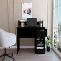 Computer Desk With Top Open Shelf, 1 Drawer And 2 Storage Shelves, Black Black Particle Board Particle Board