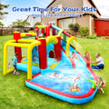 7 In1 Inflatable Slide Water Park Bouncing House Outdoor Soccer Garden Bouncer With Splash Pool & Water& Climbing Wall & Basketball & Football Multicolor Oxford Fabric