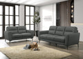 Anthracite Gray Top Grain Leather 2Pc Sofa Set Sofa And Loveseat Contemporary Living Room Furniture Full Leather Couch Gray Genuine Leather Wood Primary Living Space Classic,Contemporary Rubberwood