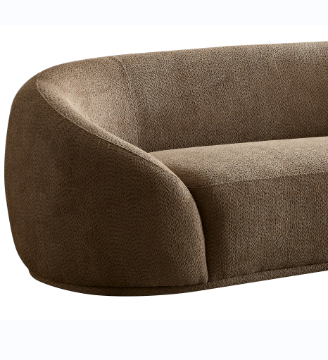 Wks1C Three Person Sofa Modern Combination Half Moon Casual Teddy Bear Wool Sofa Curved Sofa, Camel Color Camel Fabric 3 Seat