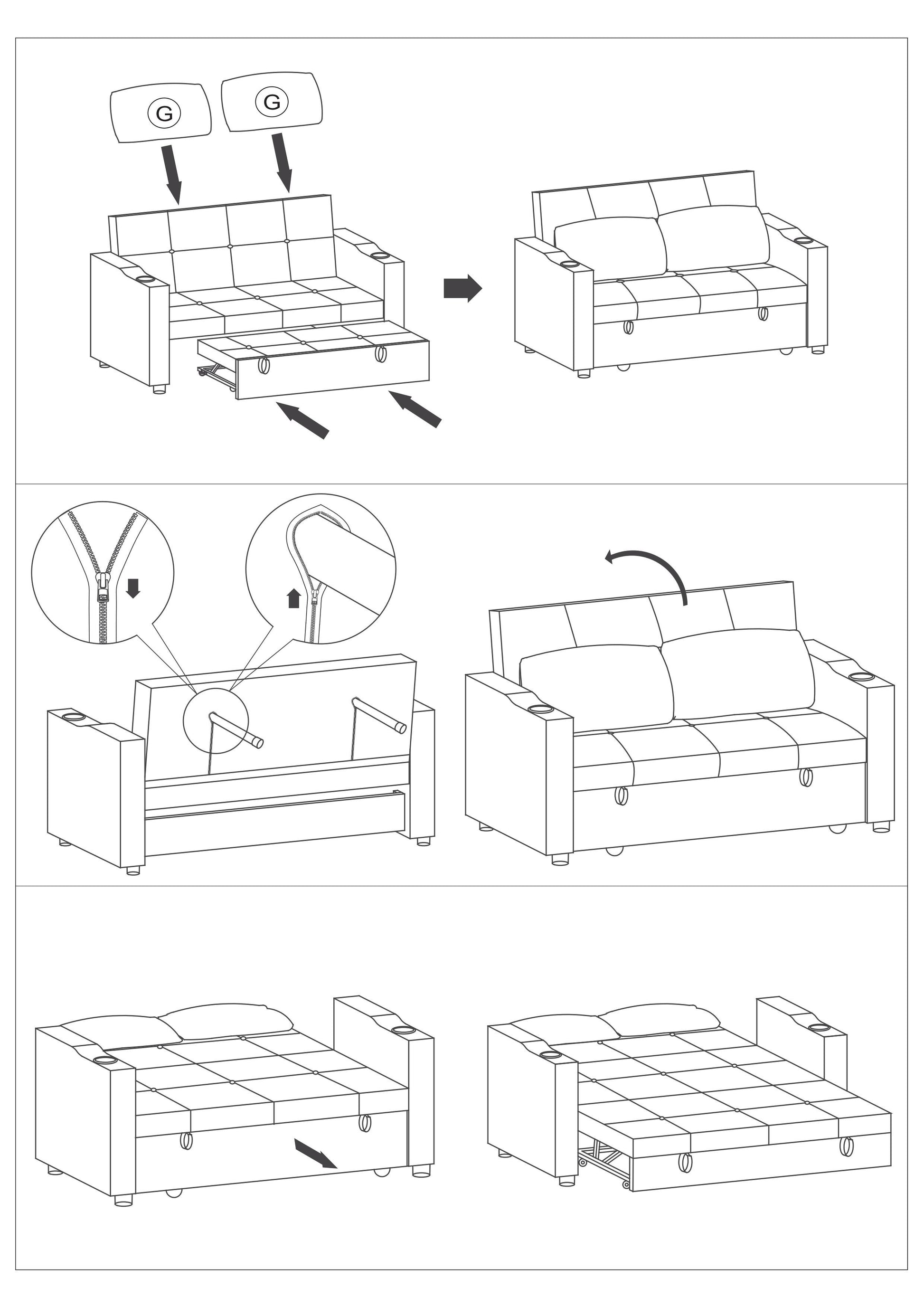 Contemporary Charcoal Sleeper Sofa Pillows Plush Tufted Seat 1Pc Convertible Sofa W Cup Holder Polyfiber Couch Living Room Furniture Charcoal Wood Primary Living Space Contemporary,Modern Pine Fabric 2 Seat