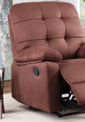 Contemporary Chocolate Color Plush Microfiber Motion Recliner Chair 1Pc Couch Manual Motion Plush Armrest Tufted Back Living Room Furniture Chocolate Microfiber Manual Handle Metal Primary Living Space Cushion Back Contemporary,Modern,Transitional Handle