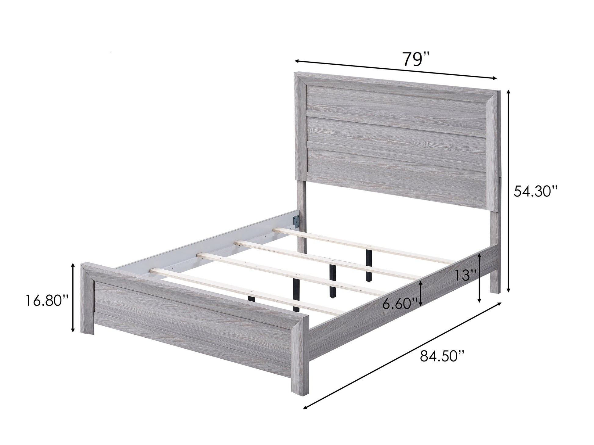 Rustic 1Pc Wooden Bedroom Furniture King Size Panel Bed Gray Finish Contemporary Style Gray Wood