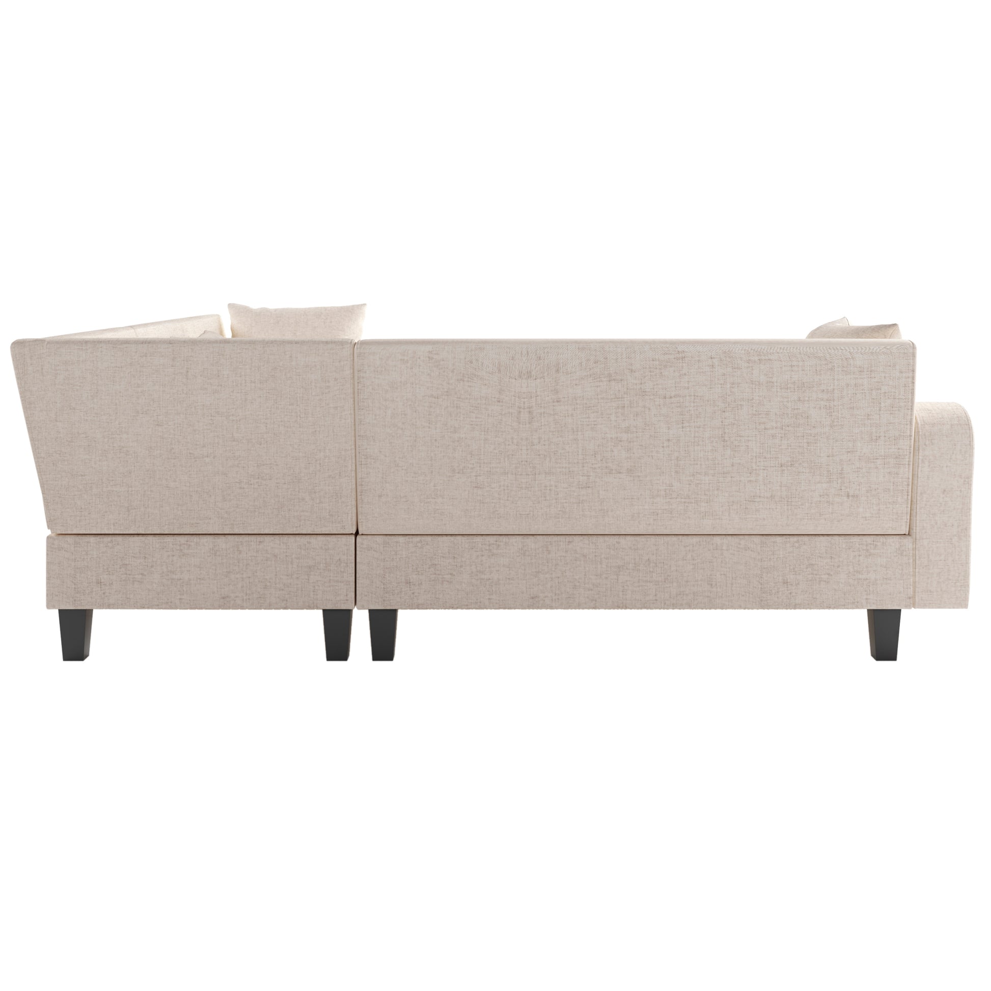 87" Modern Sectional Sofa With Coffee Table,6 Seat Couch Set With Storage Ottoman,Various Combinations,L Shape Indoor Furniture With Unique Armrests For Living Room,Apartment, 2 Colors 6 Pillows Beige Linen 6 Seat