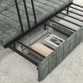 3 In 1 Pull Out Bed Sleeper, Modern Upholstered 3 Seats Lounge Sofa & Couches With Rolled Arms Decorated With Copper Nailsconvertible Futon 3 Seats Sofabed With Two Drawers And Two Pillows Grey Velvet Primary Living Space Medium Soft Cushion Back Square