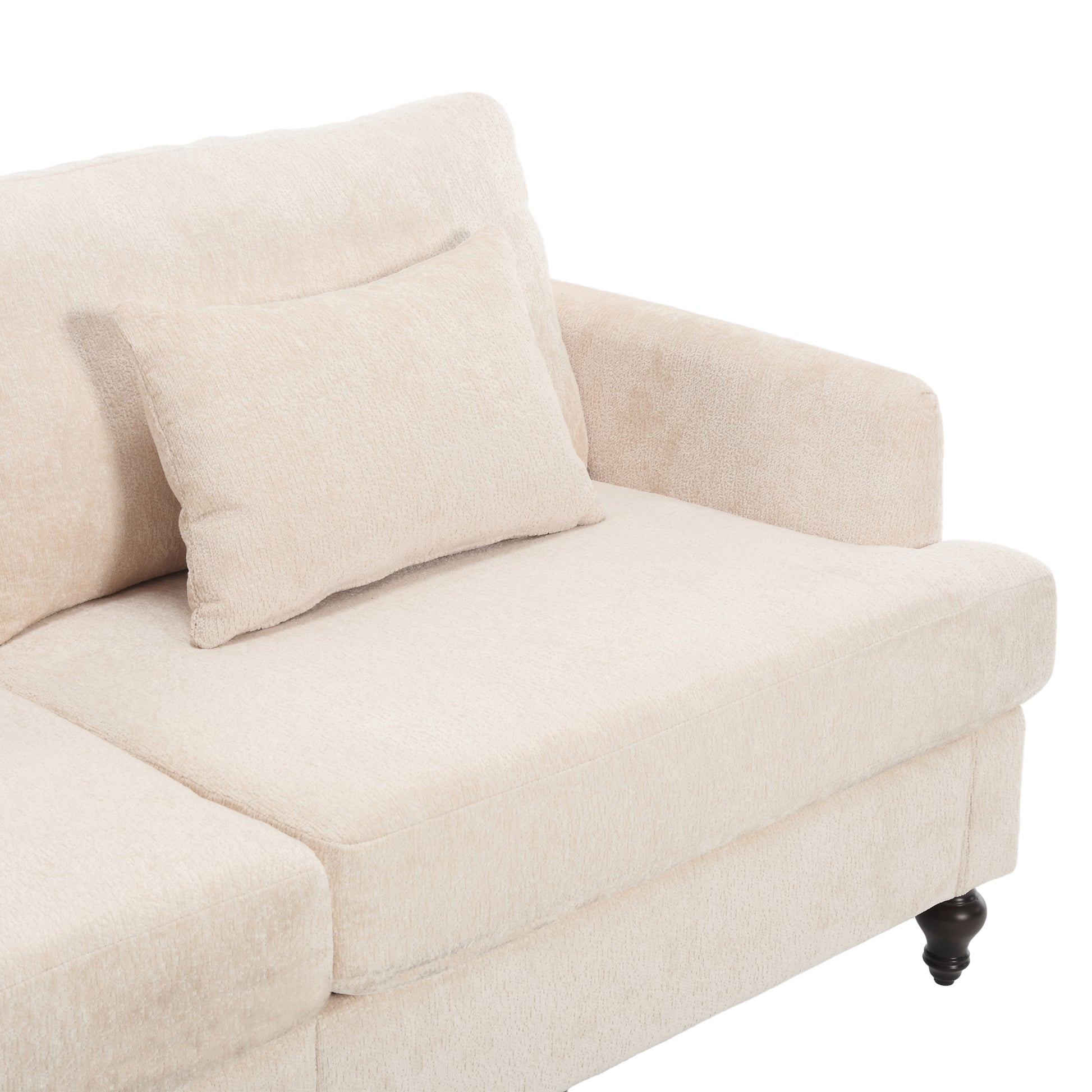 Coolmore Mid Century Modern Chenille Fabric Loveseat Sofa, 2 Seat Upholstered Loveseat Sofa Modern Couch For Living Room,Brown Wood Feet Sofa For Bedroom, Reading Beige Chenille Beige Chenille 2 Seat