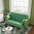 Green Loveseat Sofa With Tulip Pattern Modern Upholstered Two Seater Pu Sofa With 2 Dumpling Shaped Throw Pillows With Tulip Patterns Green Medium Soft Tech Cloth Solid Wood 2 Seat