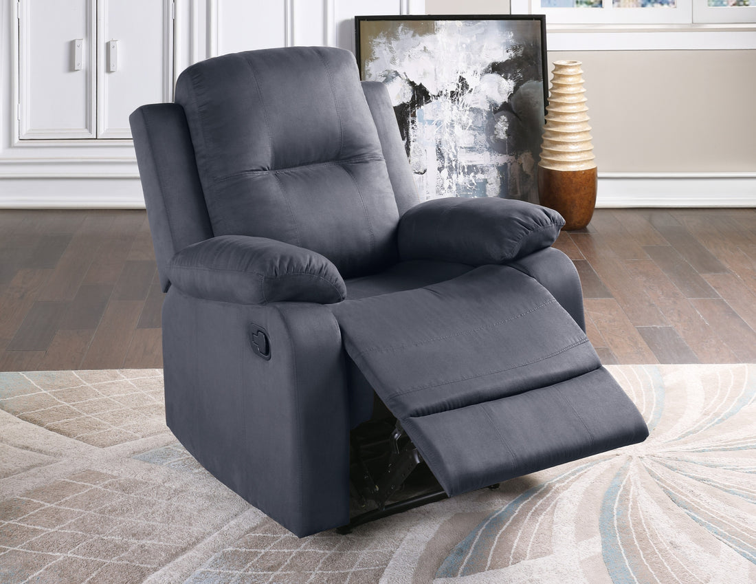 Elegant Modern Ebony Color Microfiber Motion Recliner Chair 1Pc Couch Manual Motion Plush Armrest Tufted Back Living Room Furniture Ebony Microfiber Manual Handle Metal Primary Living Space Cushion Back Contemporary,Modern,Transitional Handle Pillow Top