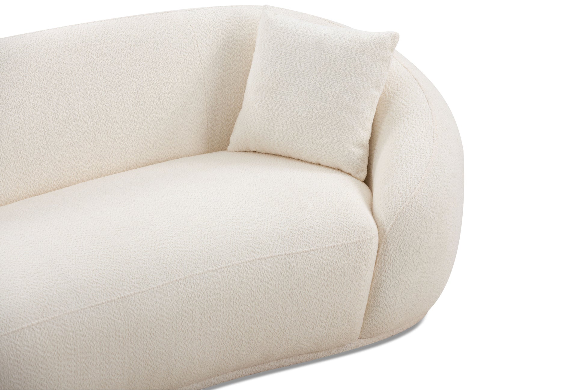 3 Person Sofa Modern Combination Half Moon Casual Teddy Bear Wool Sofa Curved Sofa, Snow White White Primary Living Space Medium Soft Delicate Duty Fabric 3 Seat