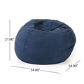 5 Foot Comfortable High Density Shredded Foam Bean Bag Chair For Kids And Adults, With Removable Microsuede Cover, Ideal Reading And Bedroom Floor Lounge, Midnight Blue Blue Solid Microfiber