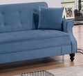 Contemporary Living Room Adjustable Sofa Blue Burnt Out Fabric Couch Plush Storage Couch 1Pc Futon Sofa W Pillows Tufted Back Rolled Arms Blue Wood Primary Living Space Contemporary,Modern Pine Fabric 2 Seat