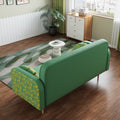 Green Loveseat Sofa With Tulip Pattern Modern Upholstered Two Seater Pu Sofa With 2 Dumpling Shaped Throw Pillows With Tulip Patterns Green Medium Soft Tech Cloth Solid Wood 2 Seat