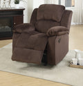 Motion Recliner Chair 1Pc Rocker Recliner Couch Living Room Furniture Chocolate Padded Suede Metal Reclining Brown Primary Living Space Contemporary,Modern Recliners Solid Back Suede