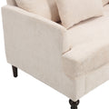 Coolmore Mid Century Modern Chenille Fabric Loveseat Sofa, 2 Seat Upholstered Loveseat Sofa Modern Couch For Living Room,Brown Wood Feet Sofa For Bedroom, Reading Beige Chenille Beige Chenille 2 Seat