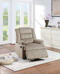 Contemporary Beige Color Velvet Fabric Recliner Motion Recliner Chair 1Pc Couch Manual Motion Plush Armrest Living Room Furniture Beige Velvet Manual Handle Metal Primary Living Space Cushion Back Contemporary,Modern,Transitional Handle Pillow Top Arms