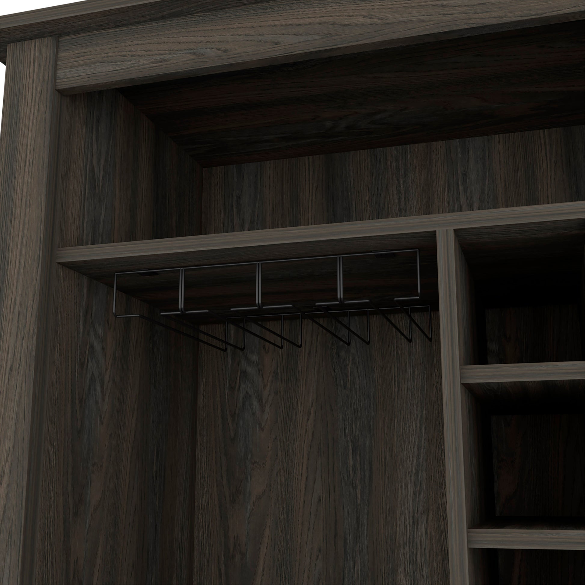 Bar Cabinet, One Open Drawer, One Open Shelf, Carbon Espresso Brown Particle Board Particle Board