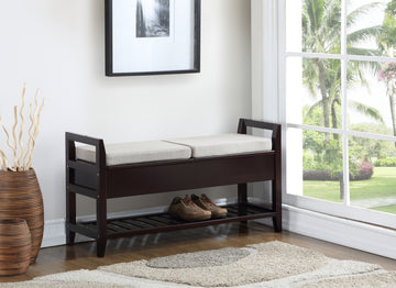 Vannes Espresso Storage Shoe Bench Espresso Wood