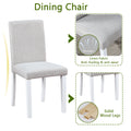 5 Piece Wooden Dining Table Set, Kitchen Table Set With A Square Table And 4 Upholstered Chairs, Wooden Dining Room Table With Crystal Decoration And Chairs Set For Kitchen, Dining Room, White Beige White Seats 4 Dining Room 4 Leg Square Dining Table