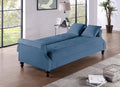 Contemporary Living Room Adjustable Sofa Blue Burnt Out Fabric Couch Plush Storage Couch 1Pc Futon Sofa W Pillows Tufted Back Rolled Arms Blue Wood Primary Living Space Contemporary,Modern Pine Fabric 2 Seat