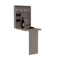 Wall Foldable Table With Multiple Shelves, Light Gray Gray Particle Board Particle Board