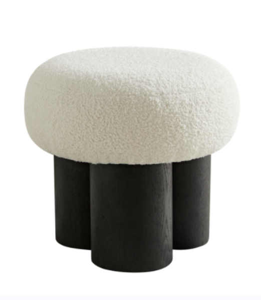 W8017 1 White Lamb Wool Seat, Barrel Pvc Pipe With Black Ash Willow White Broadcloth Pleat