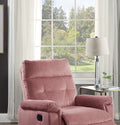 Luxurious Velvet Blush Pink Color Motion Recliner Chair 1Pc Couch Manual Motion Plush Armrest Tufted Back Living Room Furniture Chair Pink Velvet Manual Handle Metal Primary Living Space Cushion Back Contemporary,Modern,Transitional Handle Pillow Top